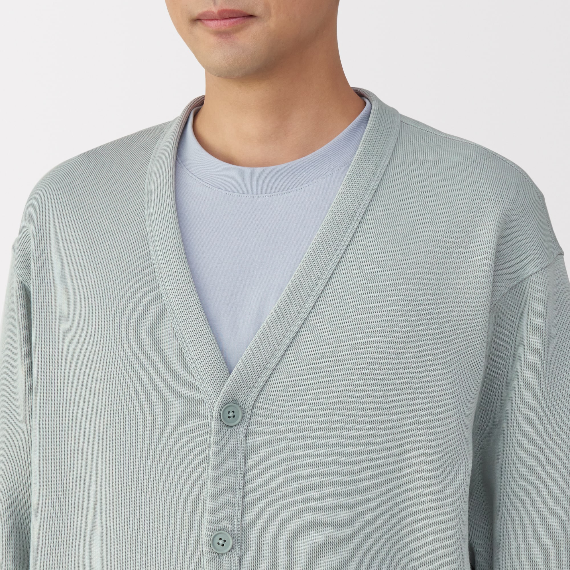 紳士　二重編みＶネックカーディガン