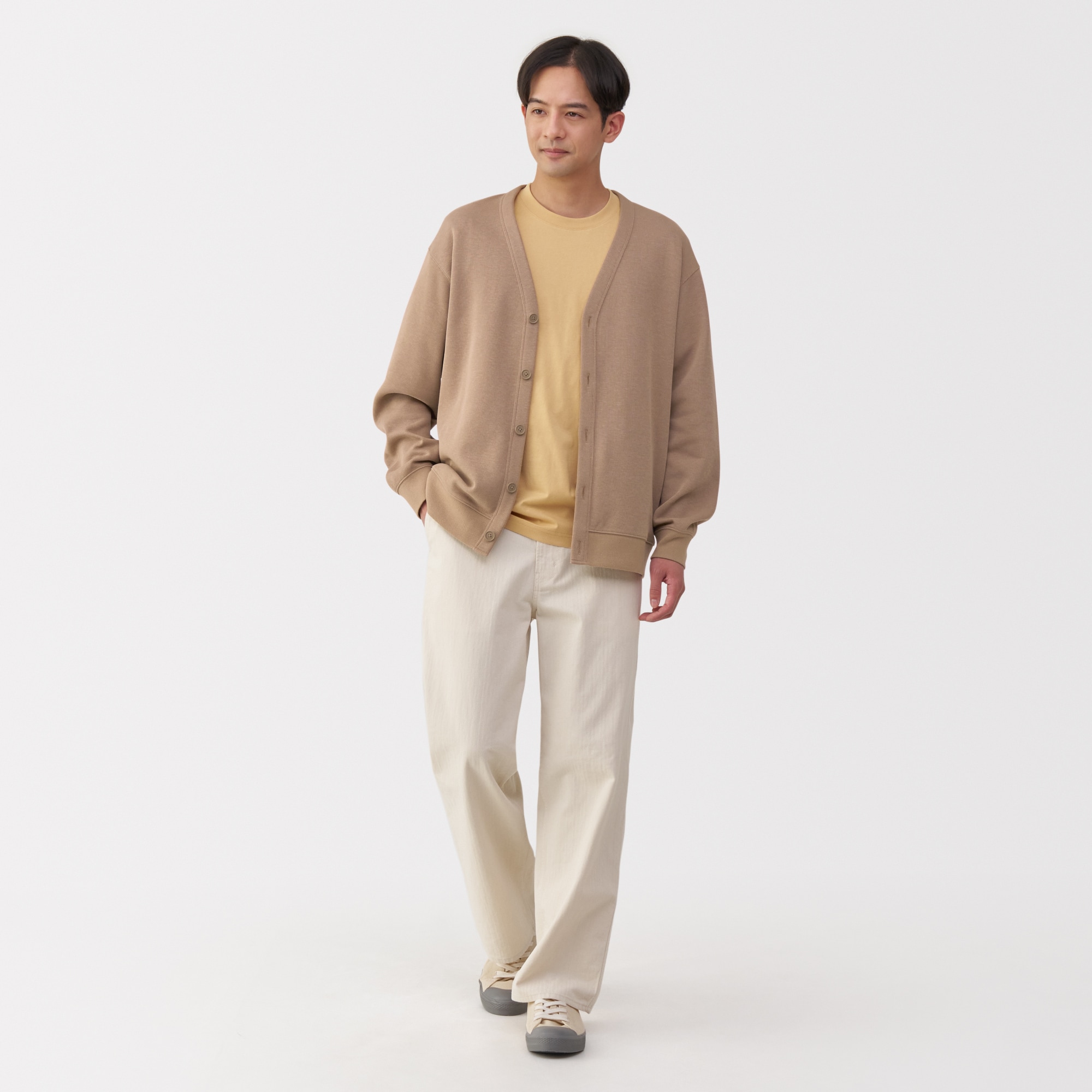 紳士　二重編みＶネックカーディガン