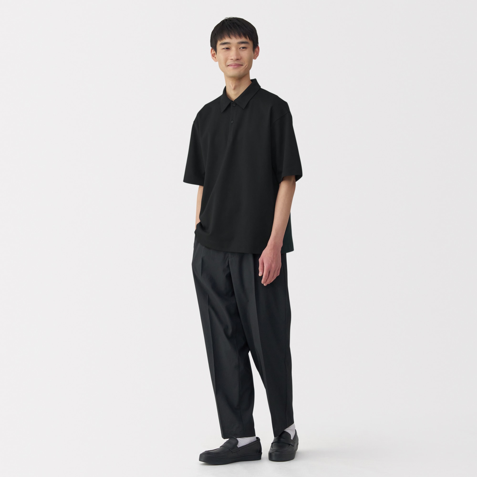 紳士　涼感ＵＶカットワイド五分袖ポロシャツ