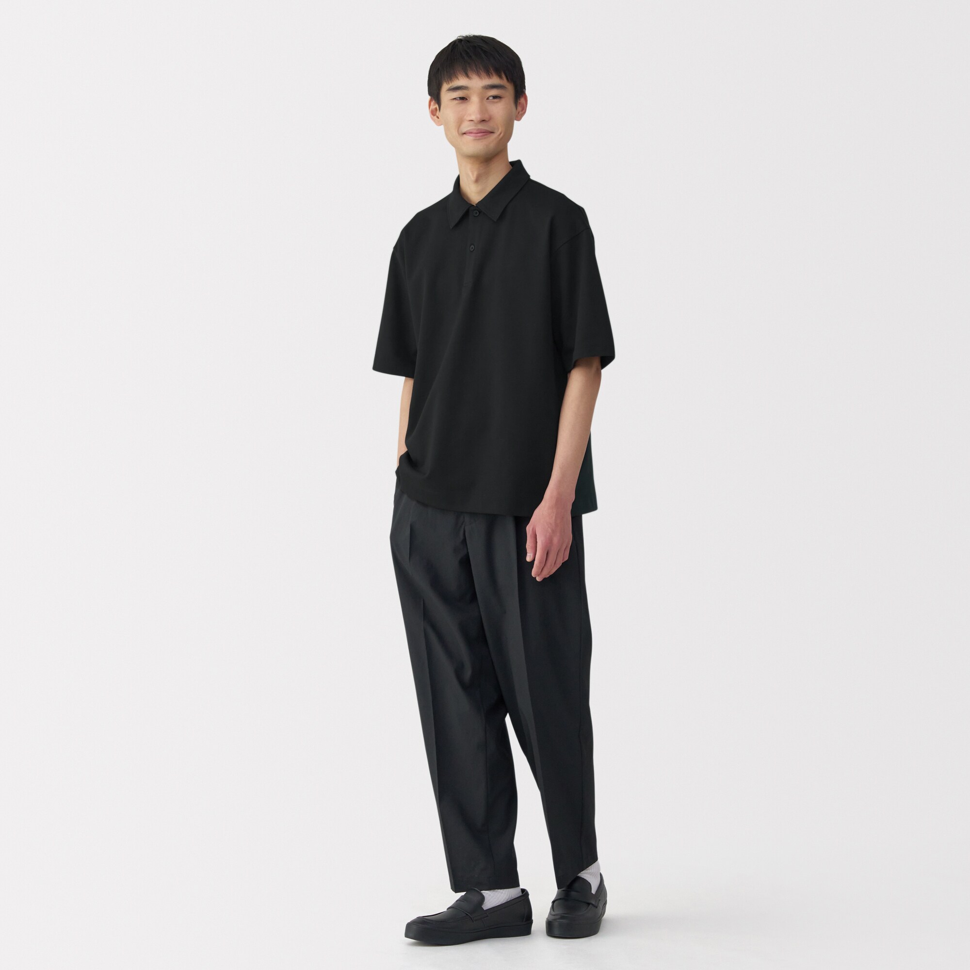 紳士　涼感ＵＶカットワイド五分袖ポロシャツ