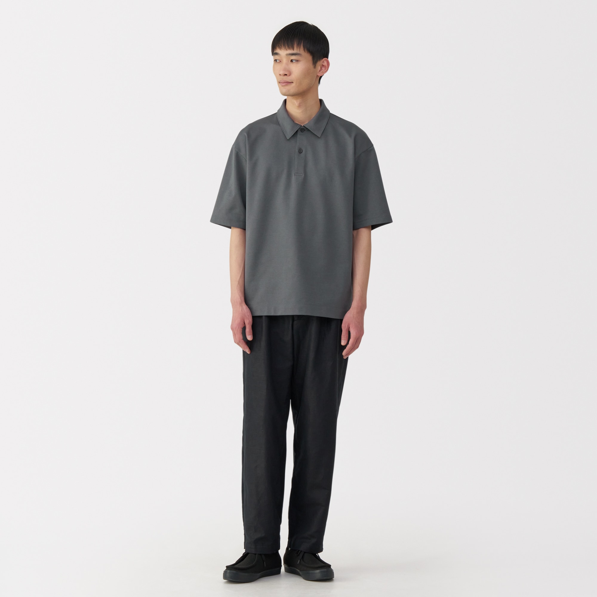 紳士　涼感ＵＶカットワイド五分袖ポロシャツ