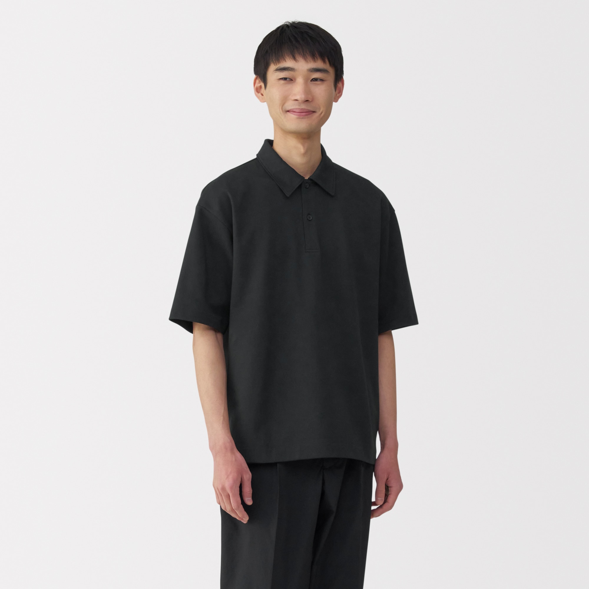 【本日限定価格！】風を通す 汚れが落ちやすいポロシャツ 黒 XL 無印良品 無印良品】「MUJI Labo」の「風を通す 汚れが落ちやすい