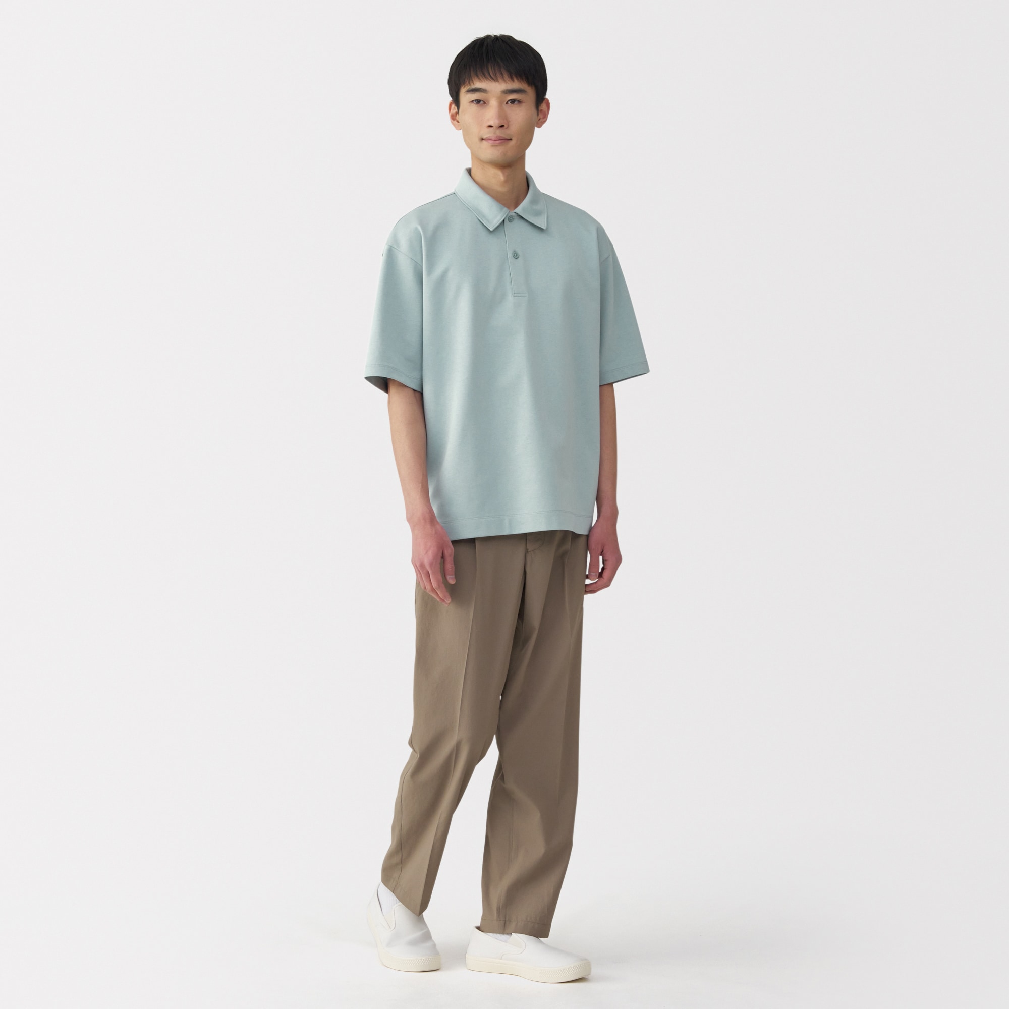 紳士 涼感UVカットワイド五分袖ポロシャツ | 無印良品