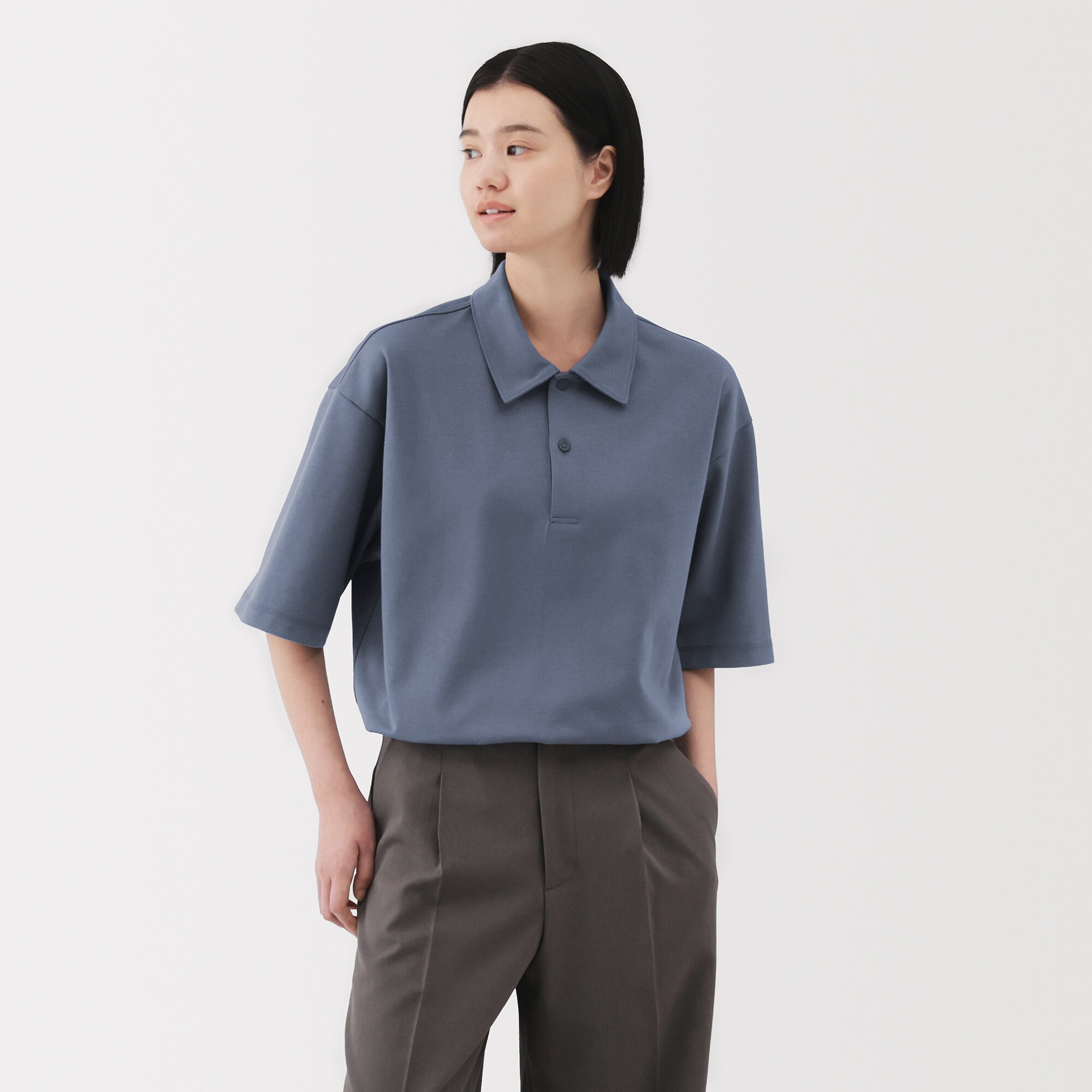 紳士 涼感UVカットワイド五分袖ポロシャツ | 無印良品