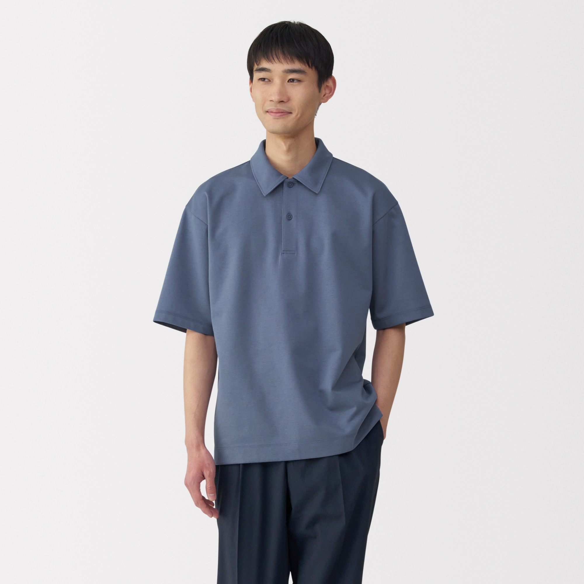 紳士　涼感ＵＶカットワイド五分袖ポロシャツ