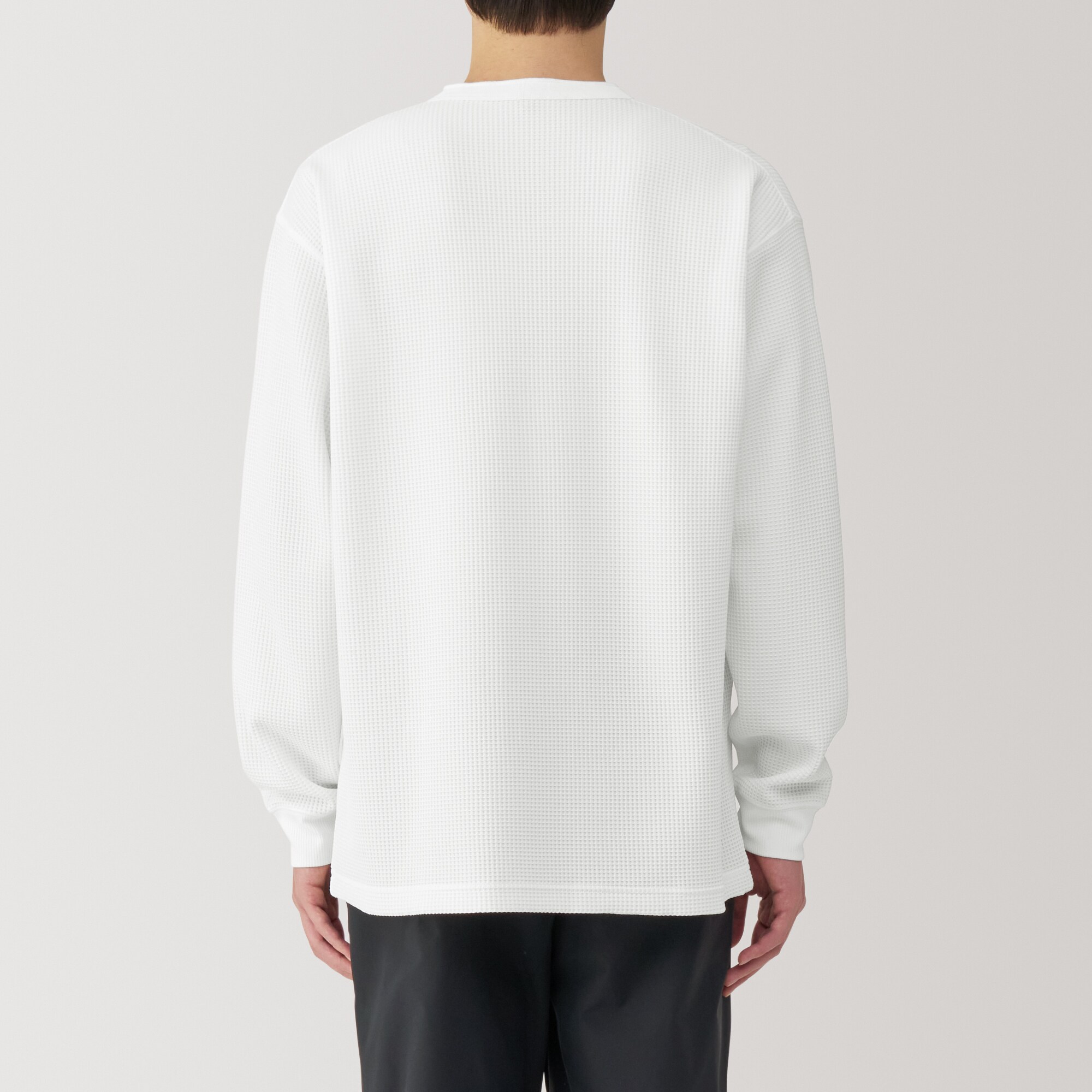 紳士 UVカット乾きやすいワッフルヘンリーネック長袖Tシャツ