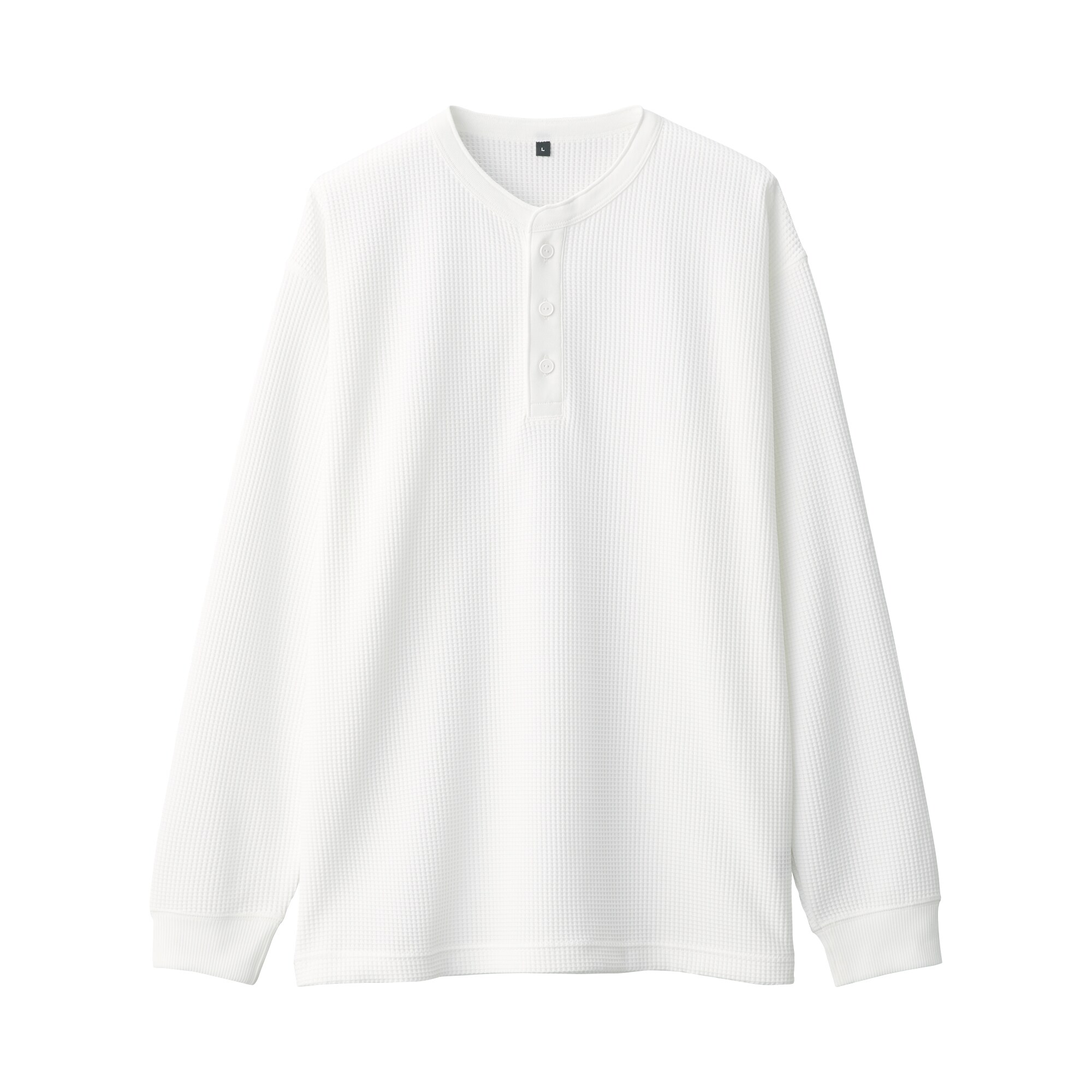 紳士 UVカット乾きやすいワッフルヘンリーネック長袖Tシャツ
