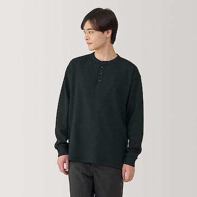 紳士　ＵＶカット乾きやすいワッフルヘンリーネック長袖Ｔシャツ