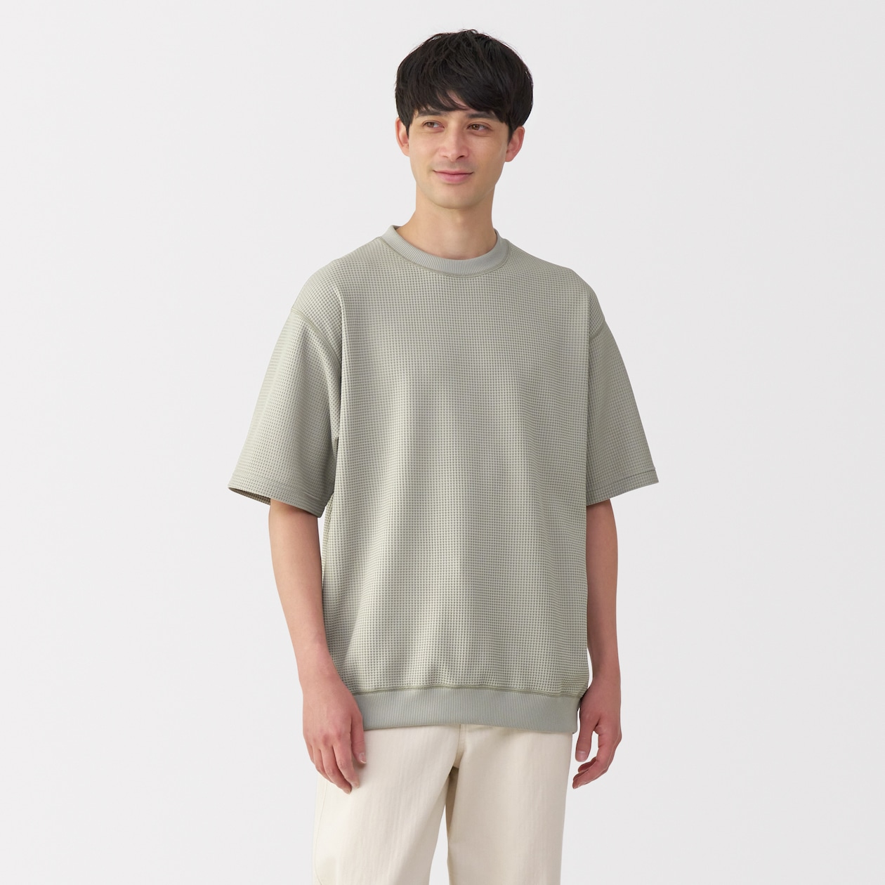 紳士　ＵＶカット乾きやすいワッフルクルーネック半袖Ｔシャツ