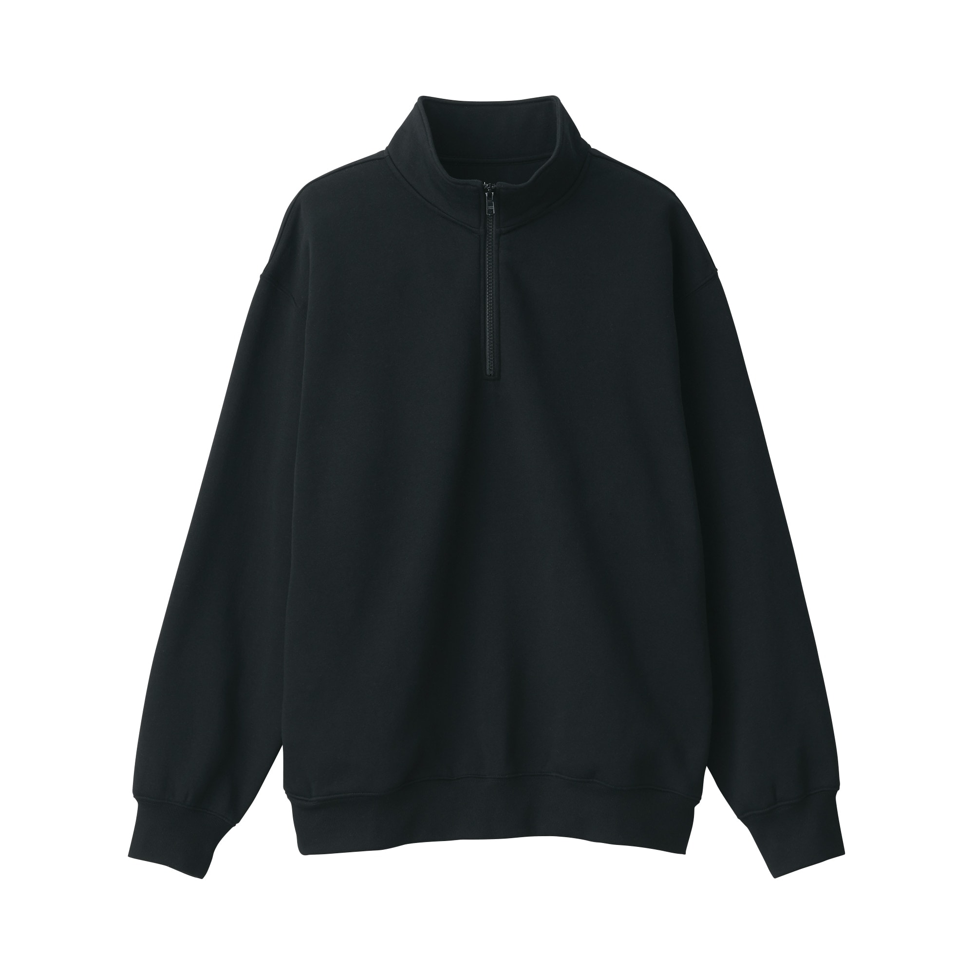 PGG ブラック ハーフジップシャツ 紳士 ハーフジップスウェットシャツ | 無印良品