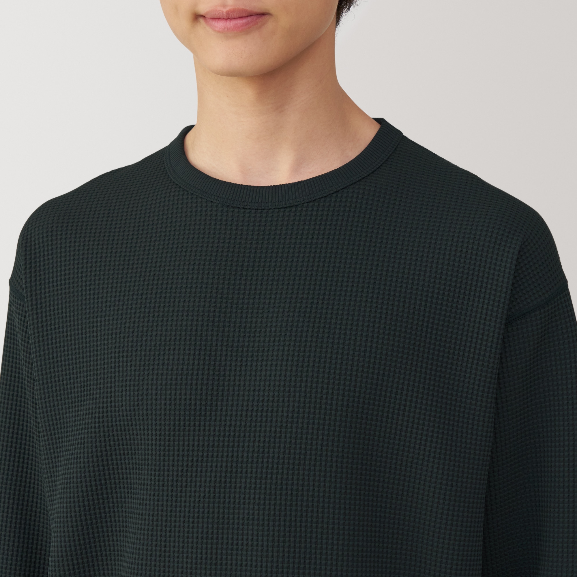 紳士　ＵＶカット乾きやすいワッフルクルーネック長袖Ｔシャツ