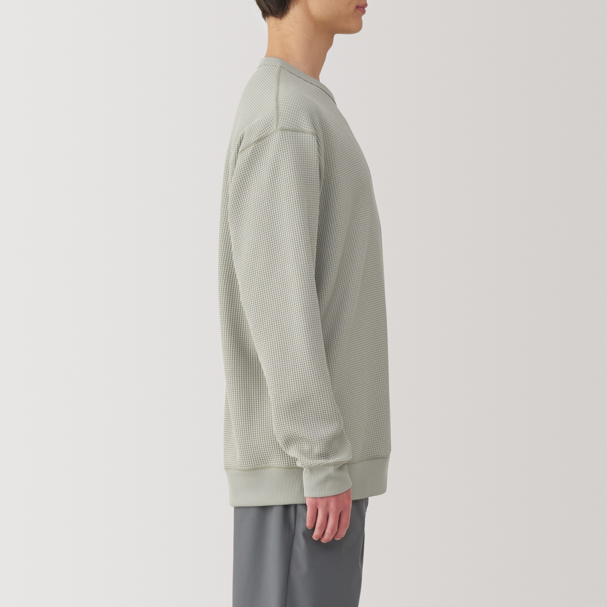 紳士　ＵＶカット乾きやすいワッフルクルーネック長袖Ｔシャツ