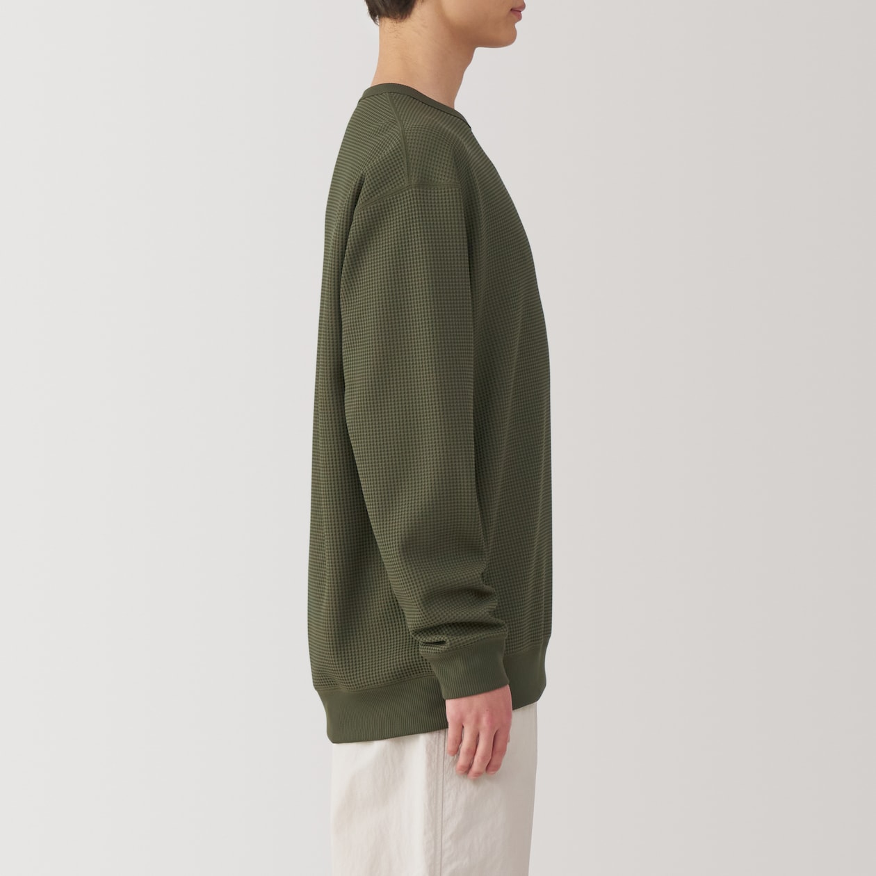 紳士　ＵＶカット乾きやすいワッフルクルーネック長袖Ｔシャツ