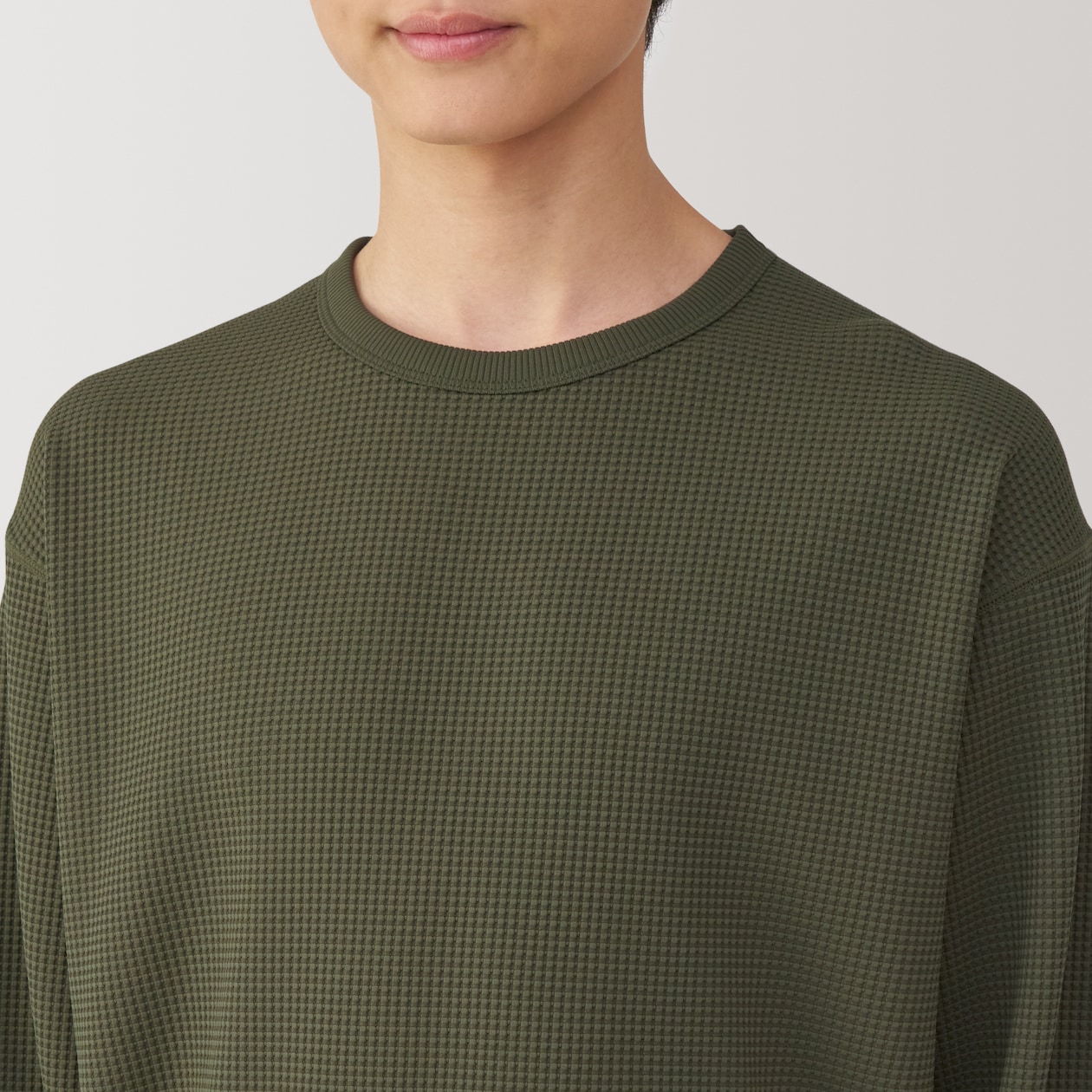 紳士　ＵＶカット乾きやすいワッフルクルーネック長袖Ｔシャツ