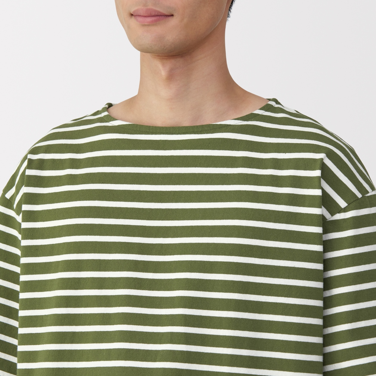 紳士　洗いざらし太番手ボートネック五分袖Ｔシャツ