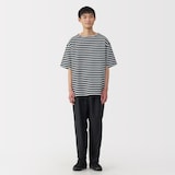 紳士　洗いざらし太番手ボートネック五分袖Ｔシャツ