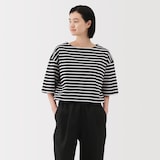 紳士　洗いざらし太番手ボートネック五分袖Ｔシャツ