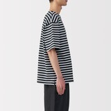 紳士　洗いざらし太番手ボートネック五分袖Ｔシャツ