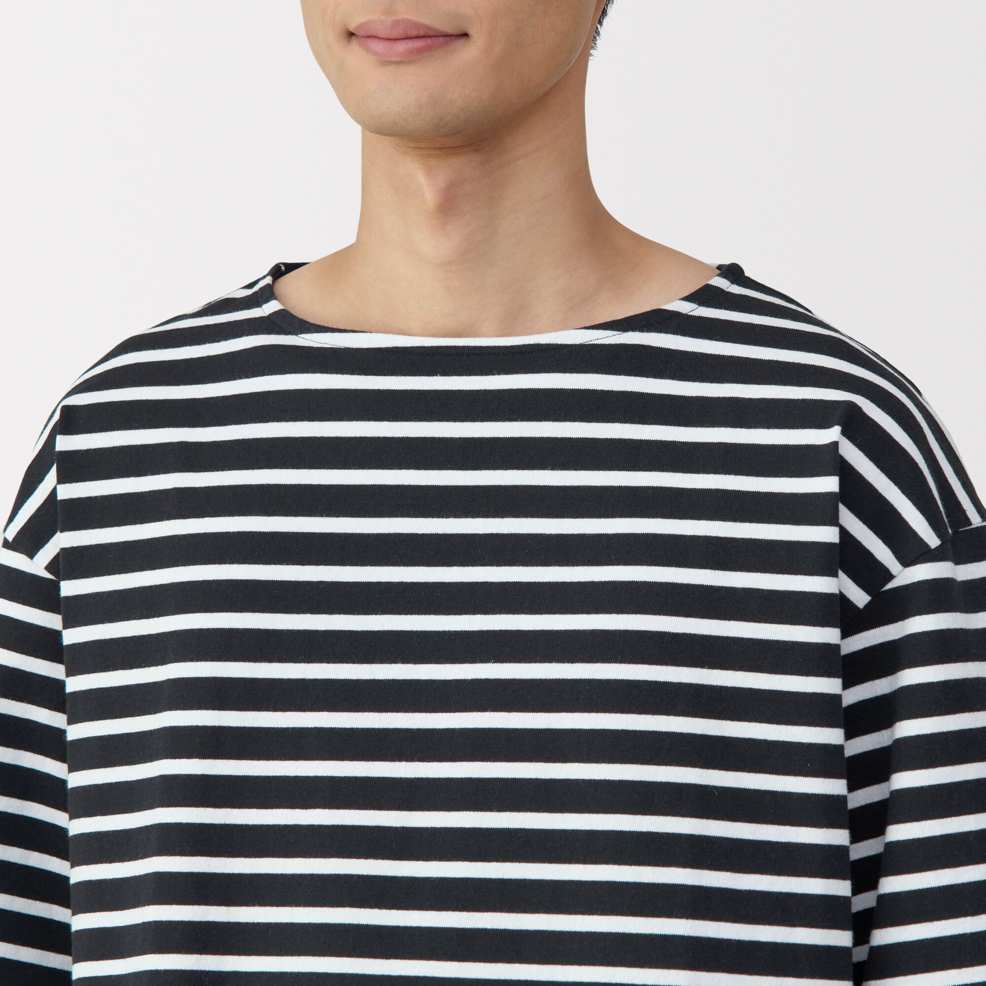 紳士　洗いざらし太番手ボートネック五分袖Ｔシャツ