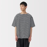 紳士　洗いざらし太番手ボートネック五分袖Ｔシャツ