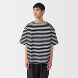 紳士　洗いざらし太番手ボートネック五分袖Ｔシャツ