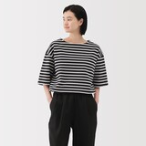 紳士　洗いざらし太番手ボートネック五分袖Ｔシャツ