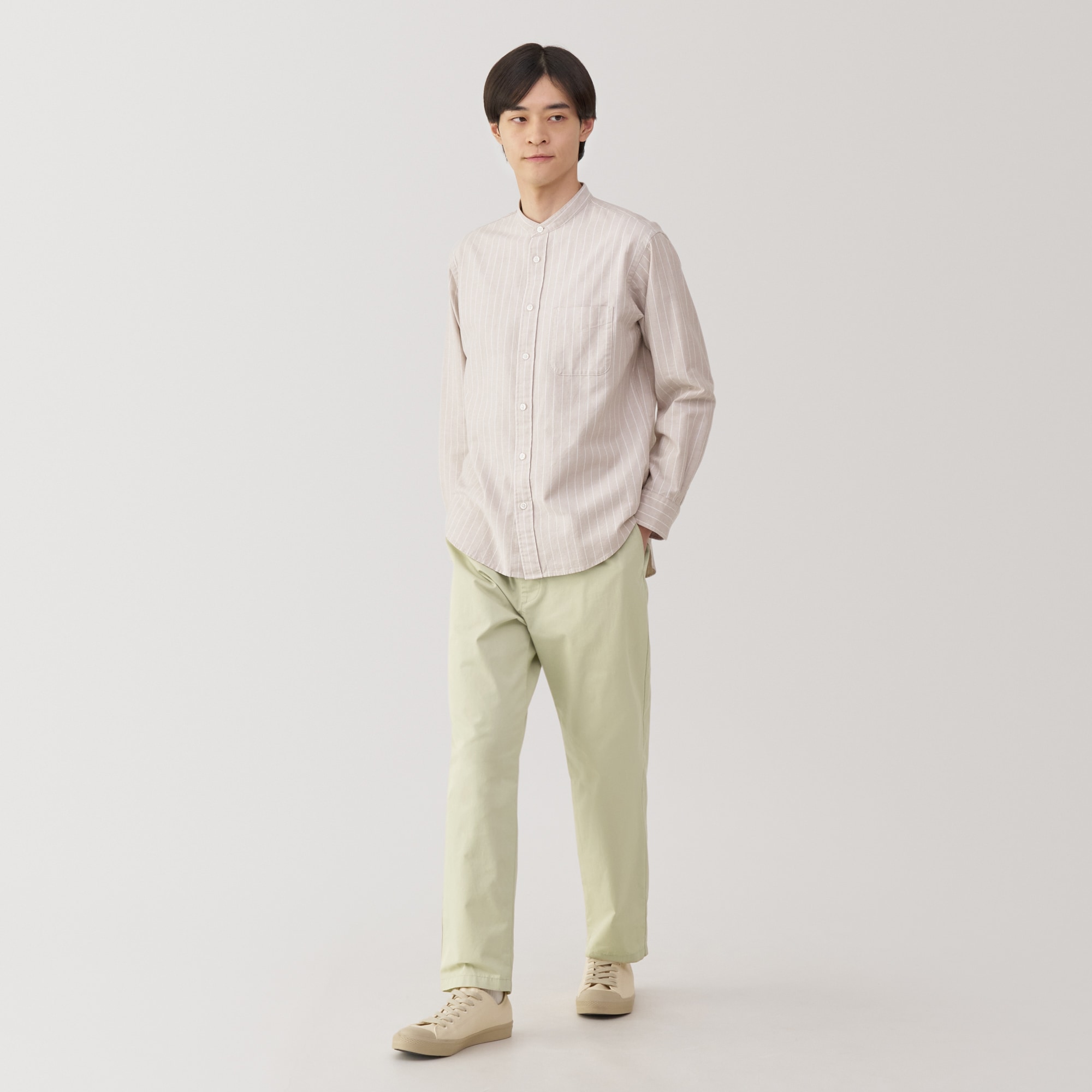 紳士　洗いざらしコットンイージーパンツ