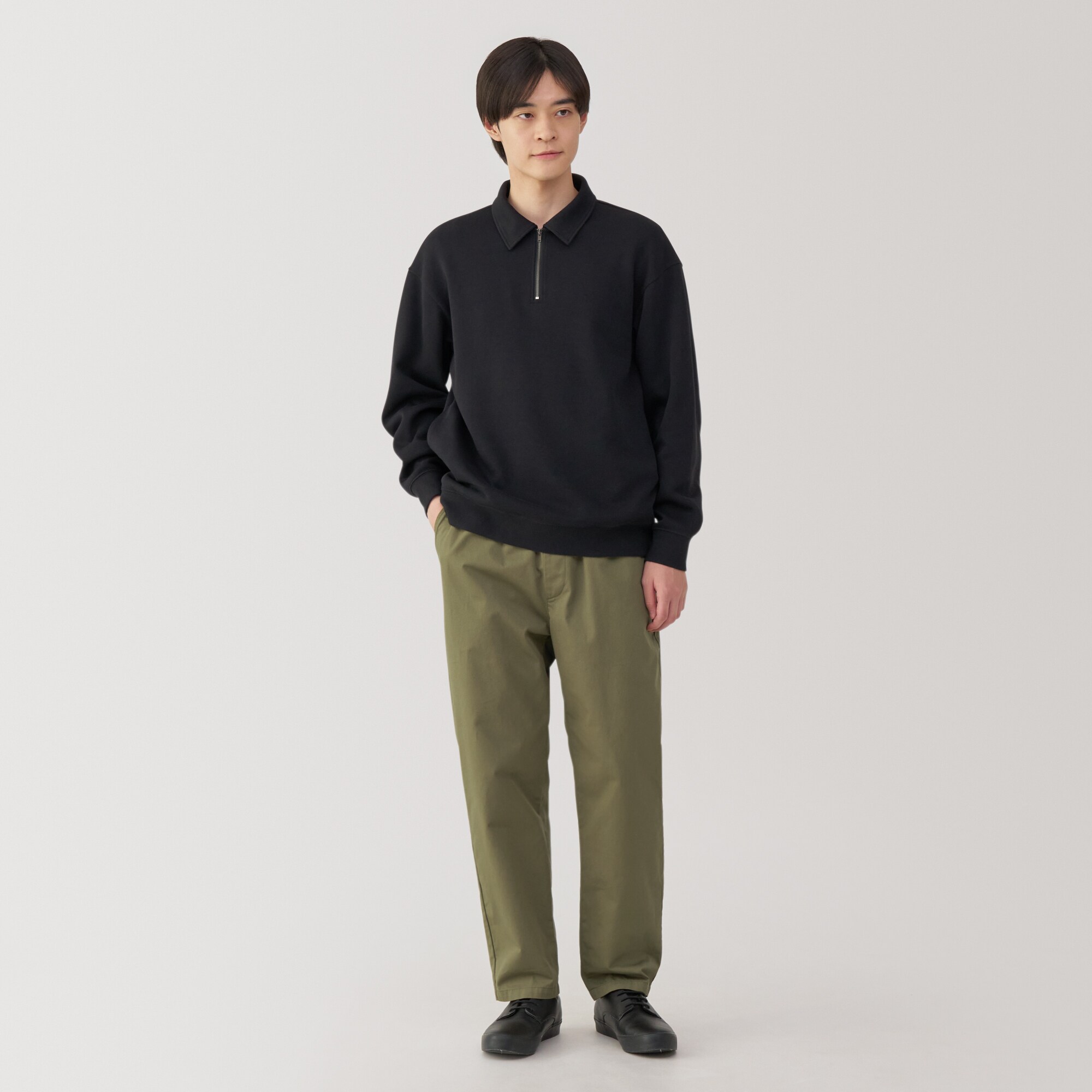 紳士　洗いざらしコットンイージーパンツ