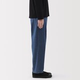 婦人　洗いざらし　デニムイージーテーパードパンツ