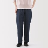 婦人　洗いざらし　デニムイージーテーパードパンツ
