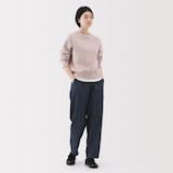 婦人　洗いざらし　デニムイージーテーパードパンツ