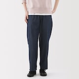 婦人　洗いざらし　デニムイージーテーパードパンツ