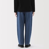 婦人　洗いざらし　デニムイージーテーパードパンツ