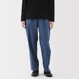 婦人　洗いざらし　デニムイージーテーパードパンツ