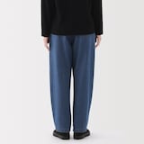 婦人　洗いざらし　デニムイージーテーパードパンツ