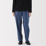 婦人　洗いざらし　デニムイージーテーパードパンツ