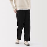 婦人　洗いざらし　コットンイージーテーパードパンツ