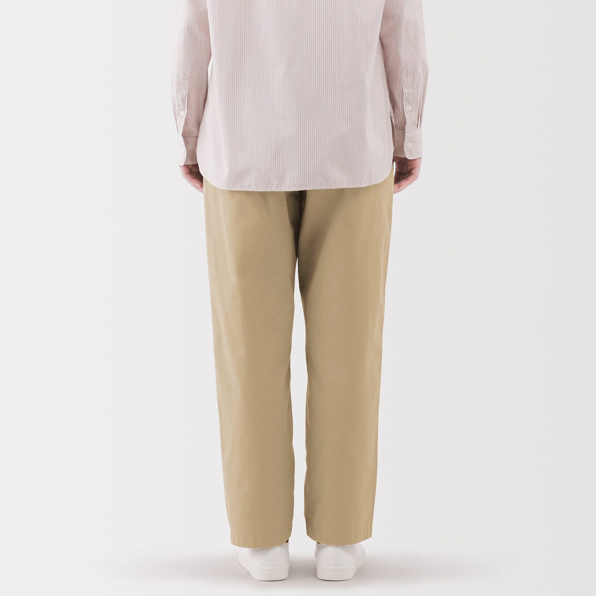 婦人　洗いざらし　コットンイージーテーパードパンツ