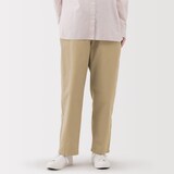 婦人　洗いざらし　コットンイージーテーパードパンツ
