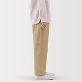 婦人　洗いざらし　コットンイージーテーパードパンツ