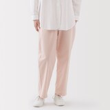 婦人　洗いざらし　コットンイージーテーパードパンツ