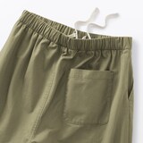 婦人　洗いざらし　コットンイージーテーパードパンツ