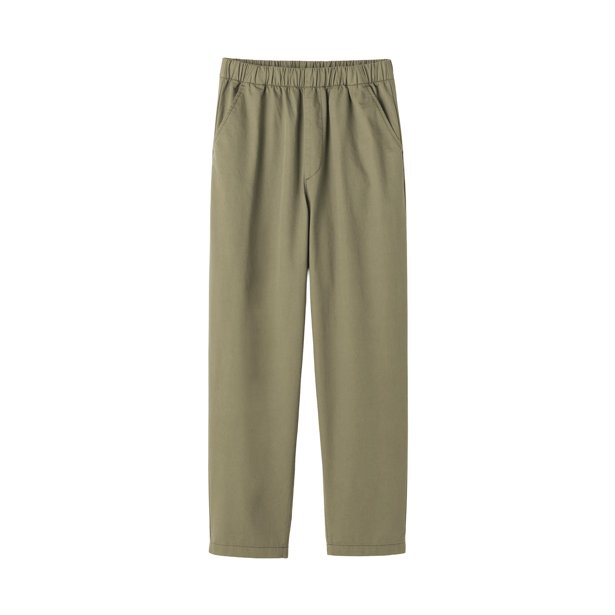 婦人　洗いざらし　コットンイージーテーパードパンツ