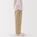 婦人　洗いざらし　コットンイージーテーパードパンツ