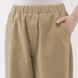 婦人　洗いざらし　コットンイージーテーパードパンツ