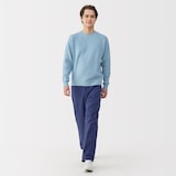 紳士　洗える畦編みクルーネックセーター