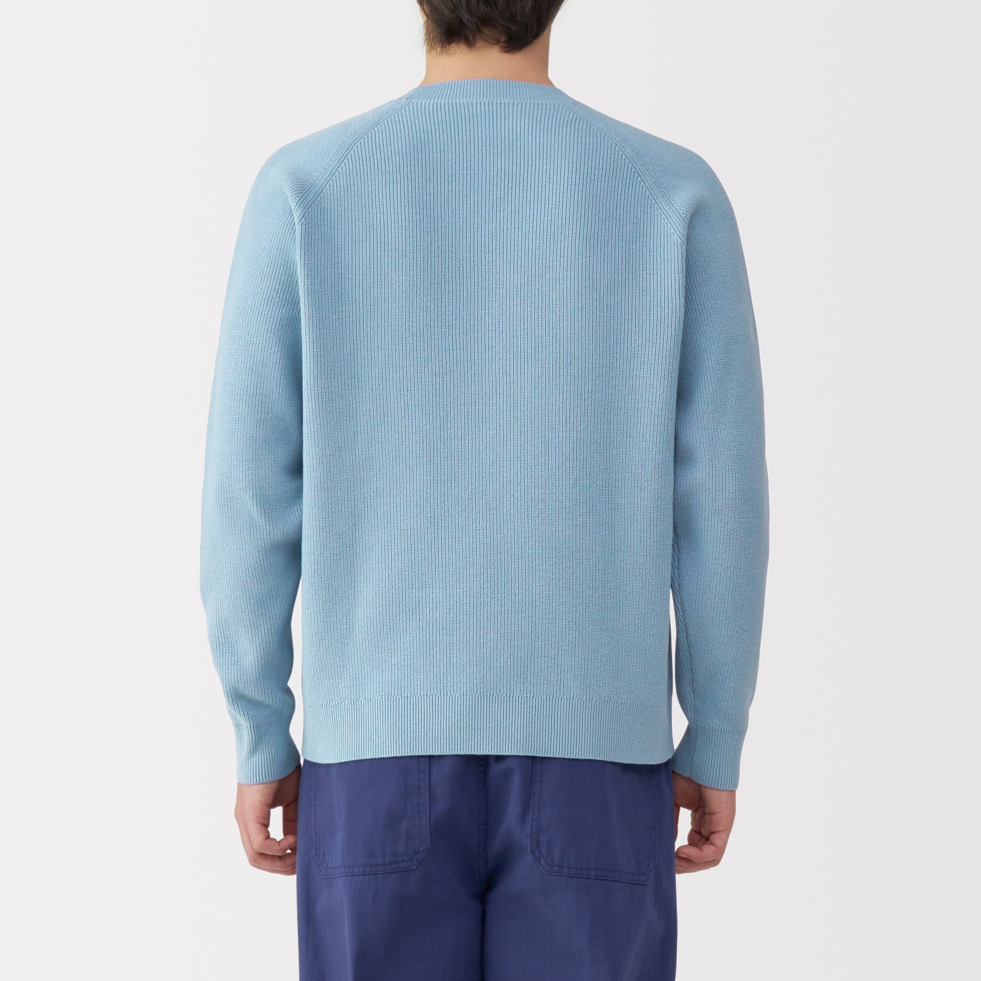 紳士　洗える畦編みクルーネックセーター