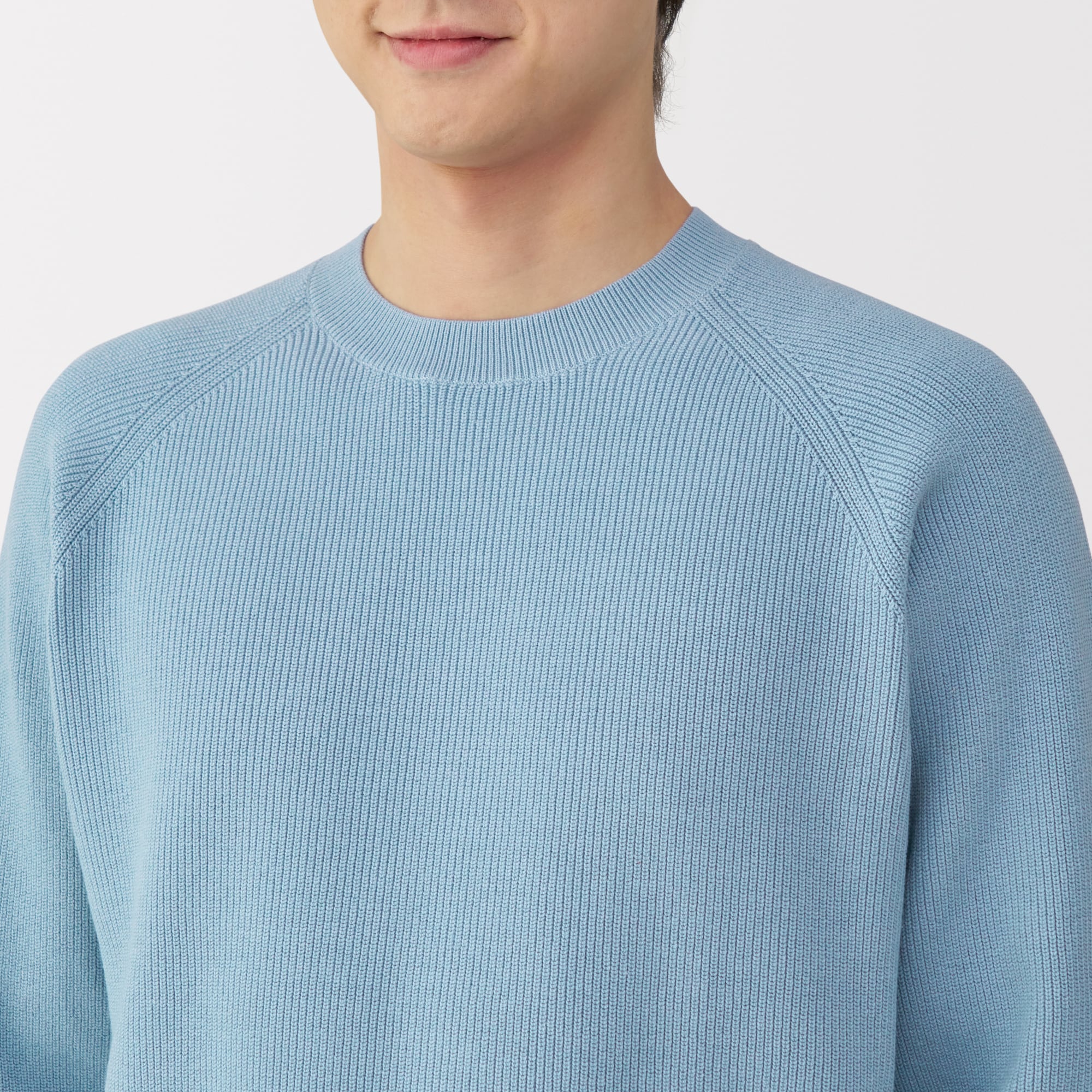 紳士　洗える畦編みクルーネックセーター