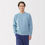 紳士　洗える畦編みクルーネックセーター