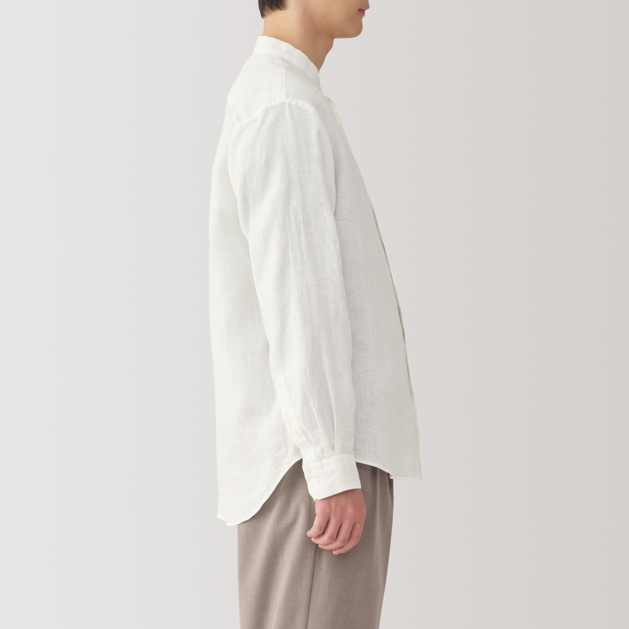 シャツ 長袖 スタンドカラー リネンシャツ 長袖シャツ 4908 36001] RINEN(リネン) 80/2ダウンプルーフ スタンドカラーシャツ